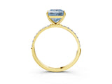 Yellow gold Fancy Blue Princess  Diamond Pavé Band with Six-Prong Setting_34