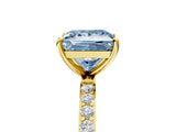 Yellow gold Fancy Blue Princess  Diamond Pavé Band with Six-Prong Setting_36
