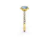 Yellow gold Fancy Blue Princess  Diamond Pave Band with Floral Prong Setting_29