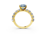 Yellow gold Fancy Blue Princess  Diamond Prong Setting with Side Stones on a Pave Band_144