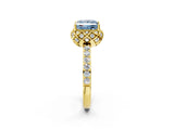 Yellow gold Fancy Blue Princess  Diamond Solitaire Ring with Shared Prong Pavé Band_68