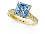 Yellow gold Fancy Blue Princess  Diamond Solitaire with Pave Band and Six-Prong Setting_20