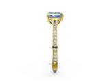 Yellow gold Fancy Blue Princess  Diamond Solitaire with Pave Band and Six-Prong Setting_21