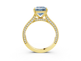 Yellow gold Fancy Blue Princess  Diamond Solitaire with Pave Band and Six-Prong Setting_22