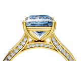 Yellow gold Fancy Blue Princess  Diamond Solitaire with Pave Band and Six-Prong Setting_23