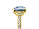 Yellow gold Fancy Blue Princess  Diamond Solitaire with Pave Band and Six-Prong Setting_24