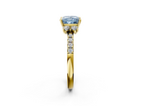 Yellow gold Fancy Blue Princess  Diamond Three-Stone Pave Band with Four-Prong Setting_22