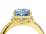 Yellow gold Fancy Blue Princess  Diamond Three-Stone Pave Band with Four-Prong Setting_24
