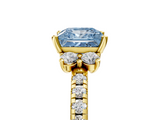 Yellow gold Fancy Blue Princess  Diamond Three-Stone Pave Band with Four-Prong Setting_25