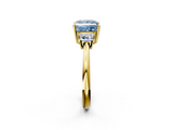Yellow gold Fancy Blue Princess  Diamond Three-Stone Ring with Trapezoid Side Stones and Prong Setting_19