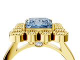 Yellow gold Fancy Blue Princess  Halo Diamond Cluster Engagement Ring with Milgrain Bezel Setting and Solitaire Band_31