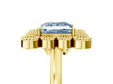 Yellow gold Fancy Blue Princess  Halo Diamond Cluster Engagement Ring with Milgrain Bezel Setting and Solitaire Band_32