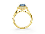 Yellow gold Fancy Blue Princess  Halo Diamond Engagement Ring with Filigree Band and Four-Prong Setting_80