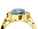 Yellow gold Fancy Blue Princess  Halo Diamond Engagement Ring with Milgrain Band and Four-Prong Setting_41