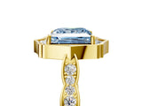 Yellow gold Fancy Blue Princess  Halo Diamond Engagement Ring with Milgrain Band and Four-Prong Setting_42