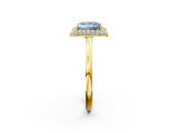 Yellow gold Fancy Blue Princess  Halo Diamond Engagement Ring with Solitaire Band and Four-Prong Setting_22