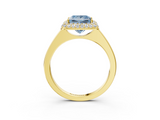 Yellow gold Fancy Blue Princess  Halo Diamond Engagement Ring with Solitaire Band and Four-Prong Setting_23