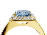 Yellow gold Fancy Blue Princess  Halo Diamond Engagement Ring with Solitaire Band and Four-Prong Setting_24