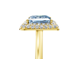 Yellow gold Fancy Blue Princess  Halo Diamond Engagement Ring with Solitaire Band and Four-Prong Setting_25