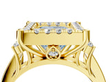 Yellow gold Fancy Blue Princess  Halo Diamond Engagement Ring with Split Shank and Four-Prong Setting 4