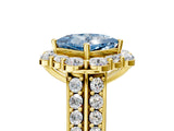 Yellow gold Fancy Blue Princess  Halo Diamond Engagement Ring with Split Shank and Prong Setting_71