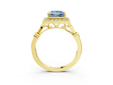Yellow gold Fancy Blue Princess  Halo Diamond Engagement Ring with Twisted Band and Four-Prong Setting 4