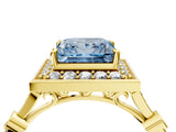 Yellow gold Fancy Blue Princess  Halo Diamond Engagement Ring with Twisted Band and Four-Prong Setting 5