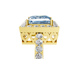Yellow gold Fancy Blue Princess  Halo Diamond Pavé Band Ring with Prong Setting_25