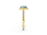 Yellow gold Fancy Blue Princess  Halo Diamond Pavé Solitaire Ring_80