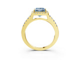Yellow gold Fancy Blue Princess  Halo Diamond Pavé Solitaire Ring_81