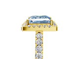 Yellow gold Fancy Blue Princess  Halo Diamond Pavé Solitaire Ring_83