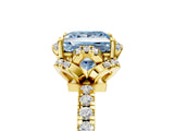 Yellow gold Fancy Blue Princess  Halo Diamond Pave Band Ring with Four-Prong Setting_20