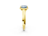 Yellow gold Fancy Blue Princess  Halo Diamond Ring with Cathedral Band and Four-Prong Setting_74