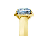 Yellow gold Fancy Blue Princess  Halo Diamond Ring with Cathedral Band and Four-Prong Setting_77