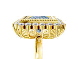 Yellow gold Fancy Blue Princess  Halo Diamond Ring with Milgrain Edge and Round Prong Setting_31