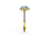 Yellow gold Fancy Blue Princess  Halo Diamond Ring with Pavé Band and Prong Setting_22