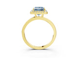 Yellow gold Fancy Blue Princess  Halo Diamond Solitaire with Pavé Band and Four-Prong Setting_73