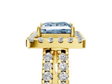 Yellow gold Fancy Blue Princess  Halo Diamond Split Shank Engagement Ring with Prong Setting_68