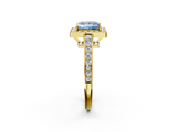 Yellow gold Fancy Blue Princess  Halo Pavé Diamond Engagement Ring with Bezel Setting_21
