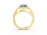 Yellow gold Fancy Blue Princess  Halo Pavé Diamond Engagement Ring with Bezel Setting_22