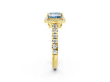 Yellow gold Fancy Blue Princess  Halo Pavé Diamond Engagement Ring with Four-Prong Setting_29