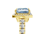 Yellow gold Fancy Blue Princess  Halo Pavé Diamond Engagement Ring with Four-Prong Setting_32