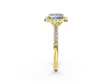 Yellow gold Fancy Blue Princess  Halo Pavé Diamond Engagement Ring with Four-Prong Setting_5