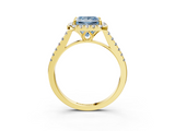 Yellow gold Fancy Blue Princess  Halo Pavé Diamond Engagement Ring with Four-Prong Setting_6