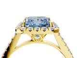 Yellow gold Fancy Blue Princess  Halo Pavé Diamond Engagement Ring with Four-Prong Setting_7