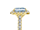 Yellow gold Fancy Blue Princess  Halo Pavé Diamond Engagement Ring with Four-Prong Setting_8