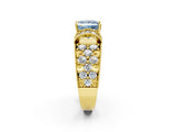 Yellow gold Fancy Blue Princess  Halo Pave Diamond Engagement Ring with Milgrain Detailing_51