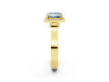 Yellow gold Fancy Blue Princess  Halo Pave Split Shank Prong Setting Ring_59