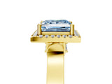 Yellow gold Fancy Blue Princess  Halo Pave Split Shank Prong Setting Ring_62