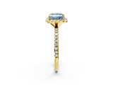 Yellow gold Fancy Blue Princess  Halo Round Diamond Pavé Band Four-Prong Ring_5